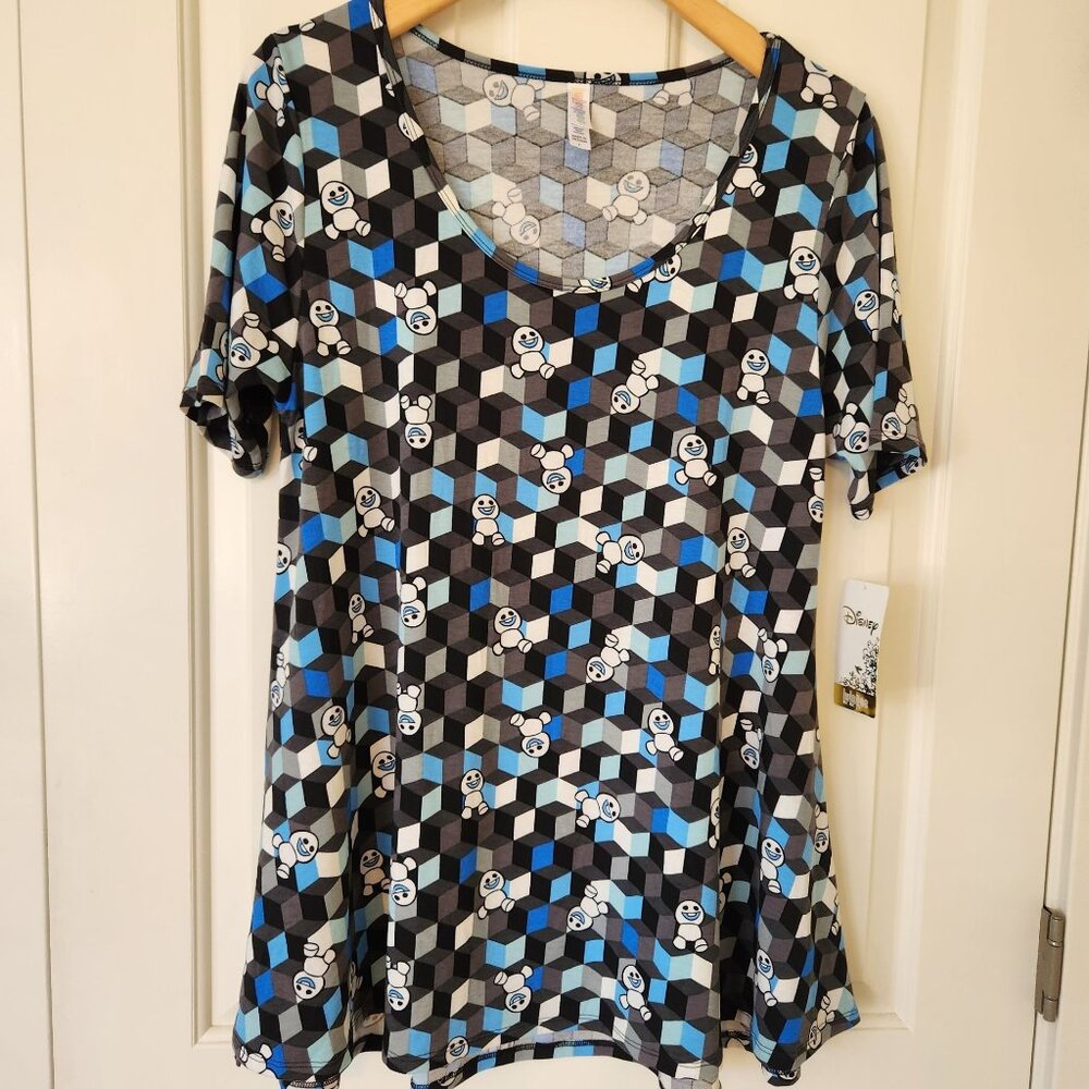 Disney Snowgies Frozen Fever Geometric Print Swing Tunic Top Tee Cute Large
